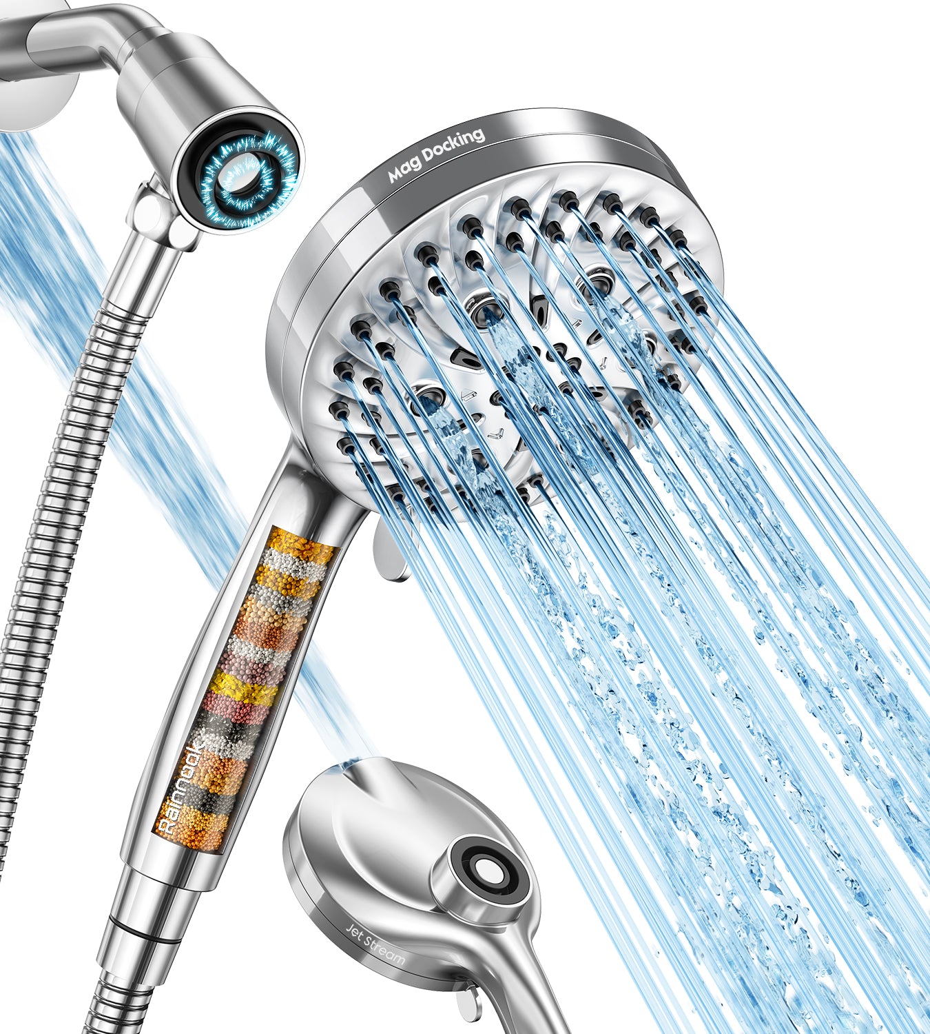 Filtered Shower Head with Handheld JOMST- High Pressure 10 Spray Modes, Built-in Power Wash for Pets&Tile, Magnetic Adjustable Bracket, Anti-Clog Nozzles, Water Softener Removes Chlorine&Hard Water